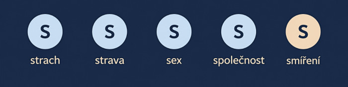 Grafika s pěti „slovy na S“: strach, strava, sex, společnost a smíření | ProgresGuru